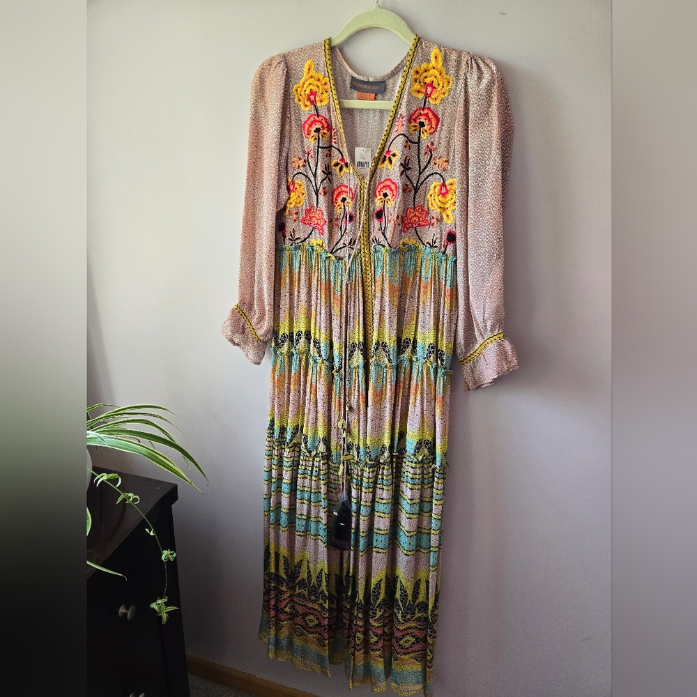 NWT Bhanuni by Jyoti for Anthropologie • Embroidered & Beaded Maximalist Maxi 0P